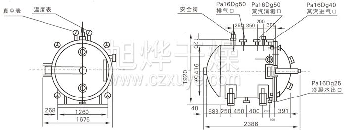 圓形靜（jìng）態真空幹燥機結構示意圖